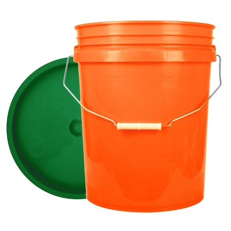 Bucket, 12 In H, Orange And Green